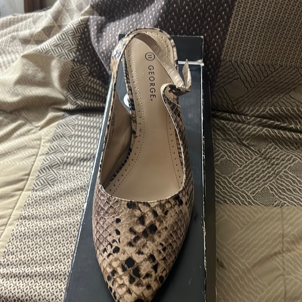 George brand snake print sling backs